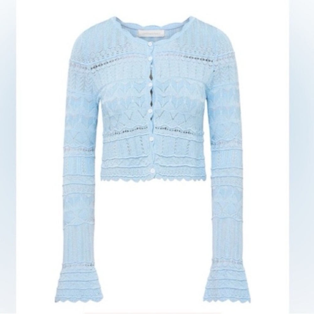 LoveShackFancy Media Pointelle Cardigan – Morning Tide Blue (XS)